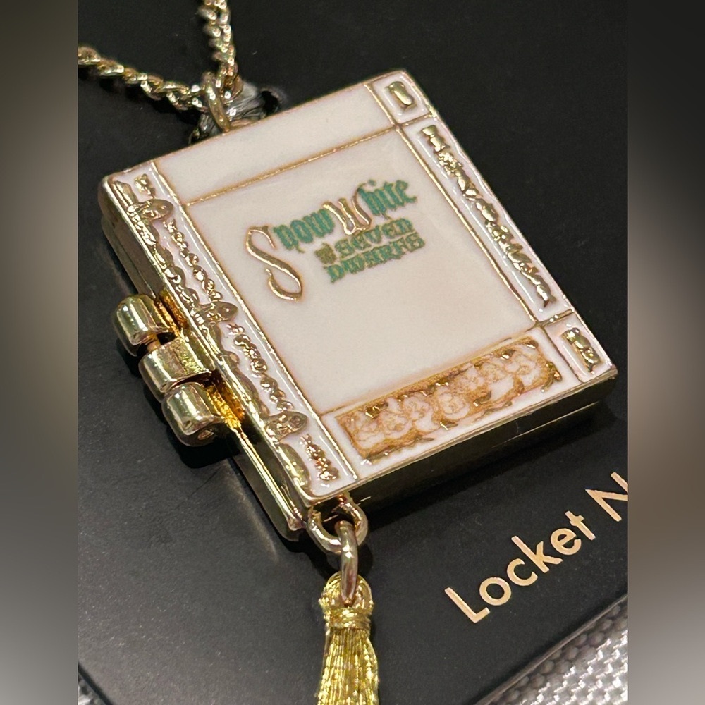 Disney Gold and White Book Locket Necklace